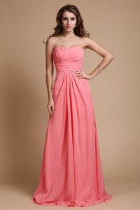 Elegant ruching beading sweetheart chiffon a-line bridesmaid dress