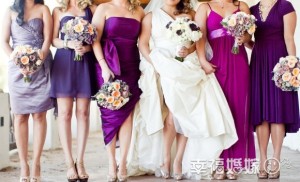 bride and her five bridesmaids