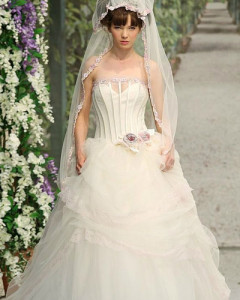 classic wedding dress with romantic silk skirt